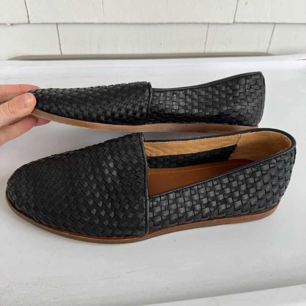 Nisolo Woven Slip-On Loafers Flats Black size 10